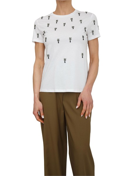 t shirt pontile max mara in cotone bianco cristalli pontile