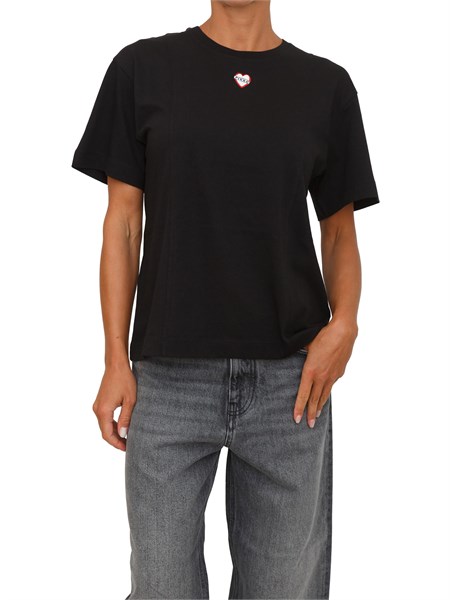 t shirt ricamo cuore pinko in cotone nero tortinoa2ib