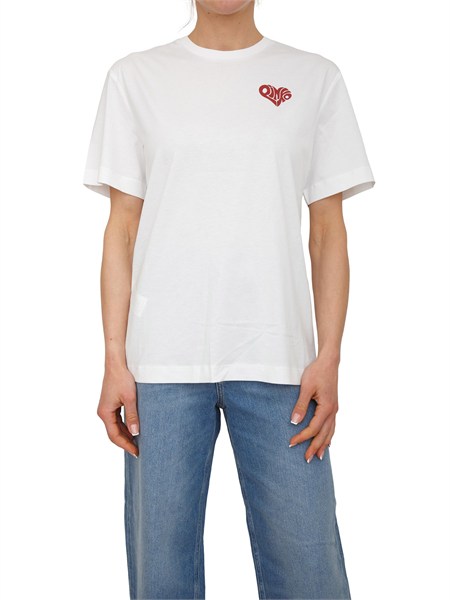 t shirt strepitoso pinko in cotone bianco con strass lettering multicolor strepitosoa33i