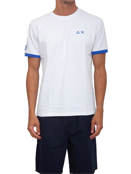 t shirt sun68 in piquet di cotone bianco t36120