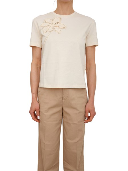 t shirt twinset in cotone avorio ricamo fiore 261tp2080