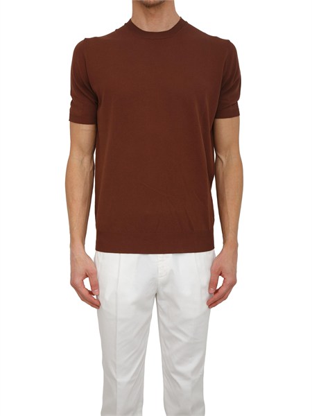 t shirt uomo aiace galassi in maglia di pregiato cotone marrone 1461560