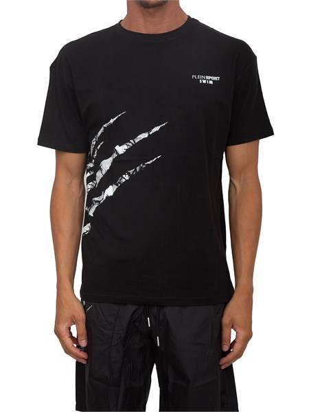 t shirt uomo plein sport swim in cotone nero con stampe ps26mts04