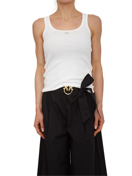 top canotta calcolatore pinko in cotone bianca con logo calcolatorea338