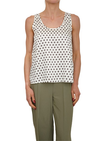 top cresta emme marella in twill avorio con stampa emmcresta