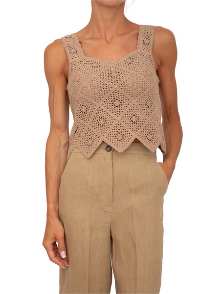 top emmcaladio emme marella in cotone crochet beige emmcaladio