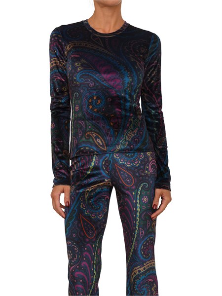 top etro donna in ciniglia blu con paisley multicolor all over wrjb002699ias53