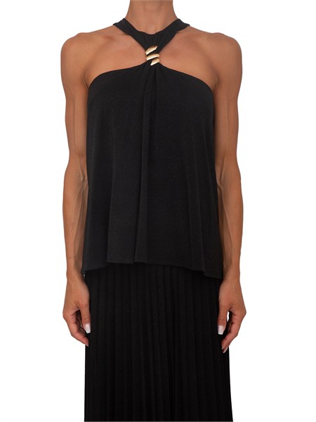 top smanicato meluana kocca in tessuto nero meluanatp8934