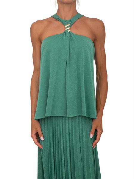 top smanicato meluana kocca in tessuto verde meluanatp8934