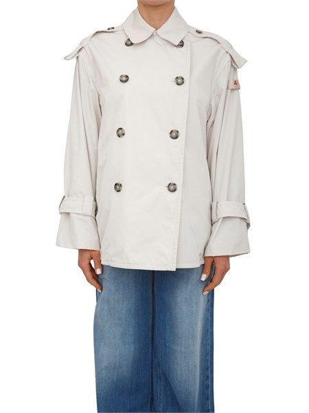 trench corto peuterey donna in taffeta avorio ped5622pokeratjt