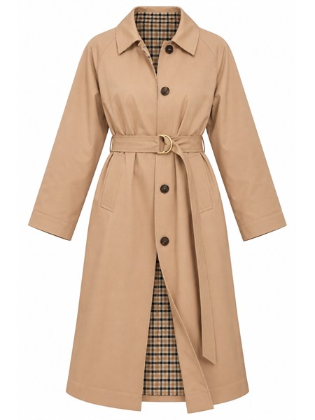trench double face ragusa marella in cotone beige e tartan ragusa