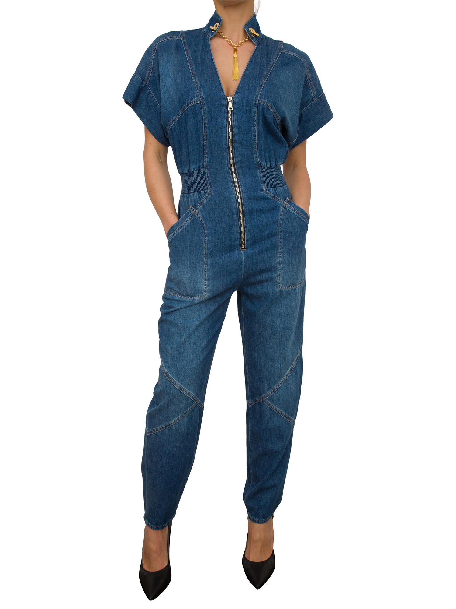 TUTA ELISABETTA FRANCHI BLU DENIM Glamour Store