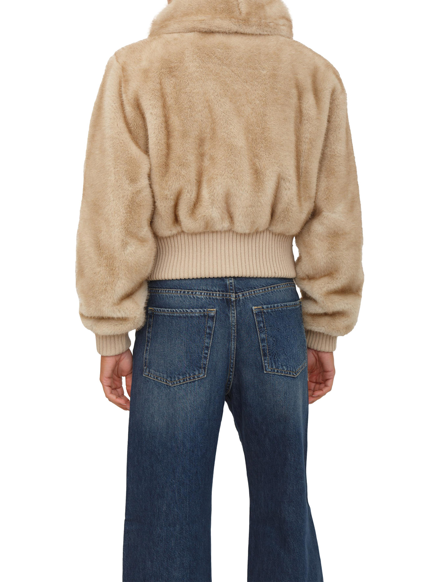 Bomber Pinko in tessuto effetto pelliccia beige Glamour Store